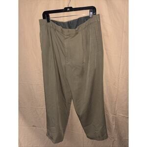 Savane Deep Dye Men's Pleated Cuffed Olive Green Trousers 38x29